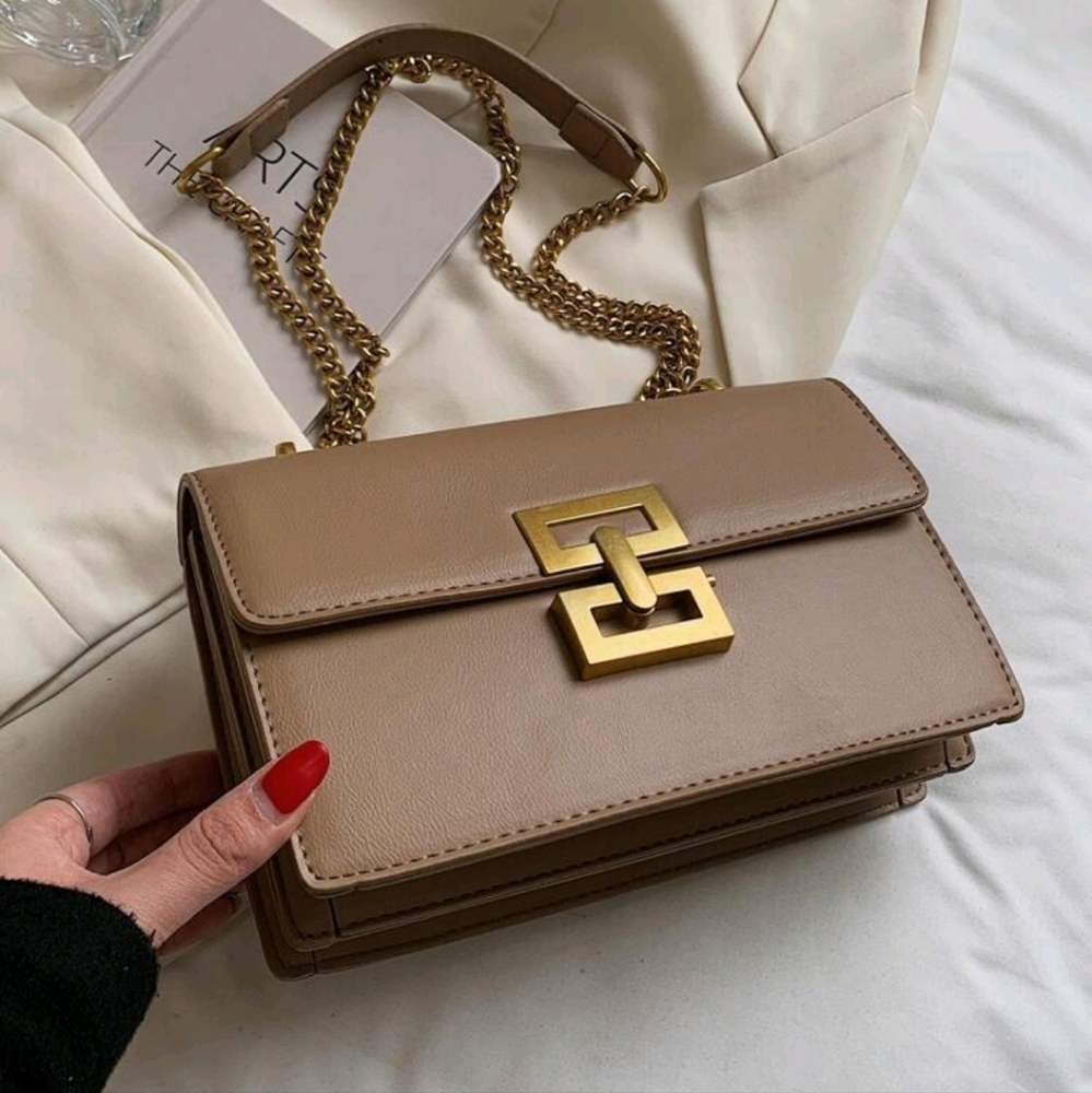 Women's Mocha PU Leather Baguette Shoulder Bag NEW